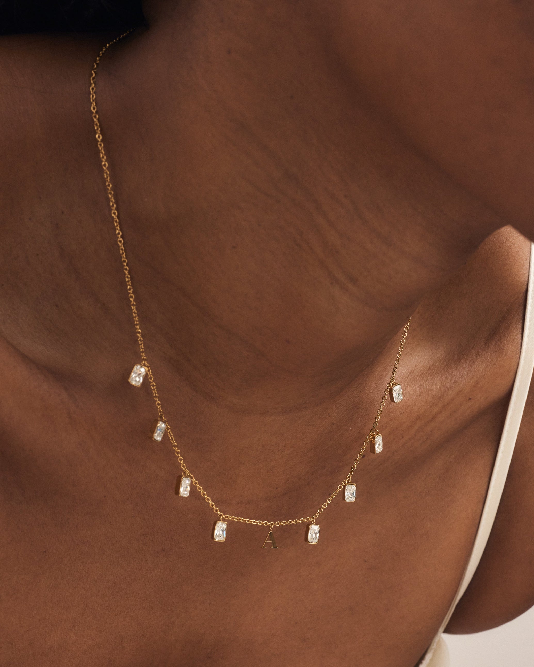 Initial Drop Necklace (Emerald Cut)