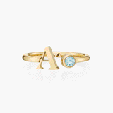 Birthstone Initial Ring